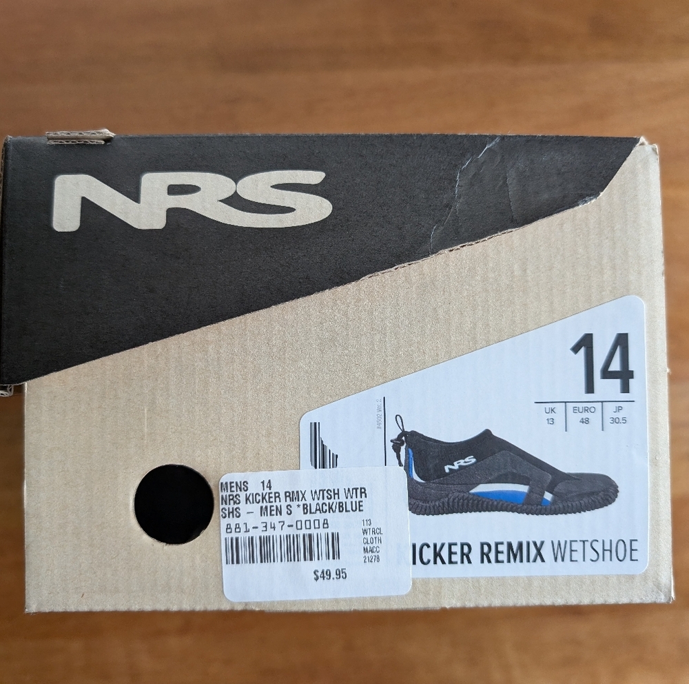 NRS Men's Kicker Remix Wetshoe - Black and Blue Size 14